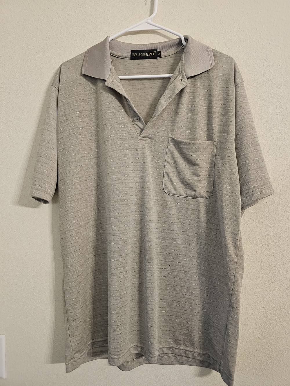 Joseph Men's Light Gray Short-Sleeve Polo with Chest Pocket